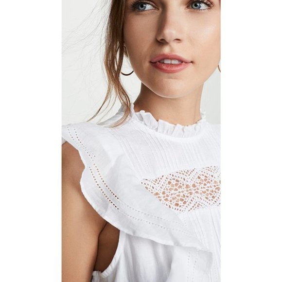 Frame Lace Pintuck Pinafore Dress Blanc M - Picture 4 of 12